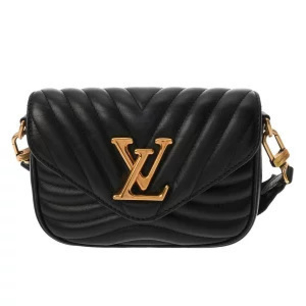 Louis Vuitton New Wave Multi Pochette Noir Black Calf Leather Shoulder Bag